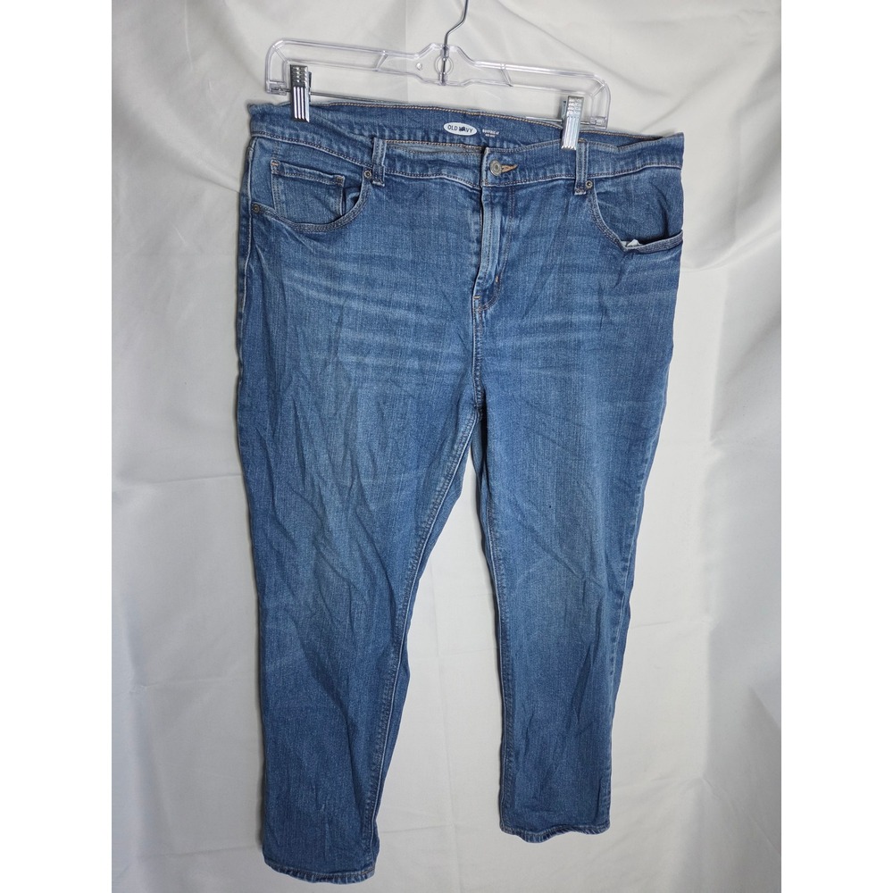 Old Navy Boyfriend Jeans Womens Blue Medium Wash Relaxed Mid Rise Straight